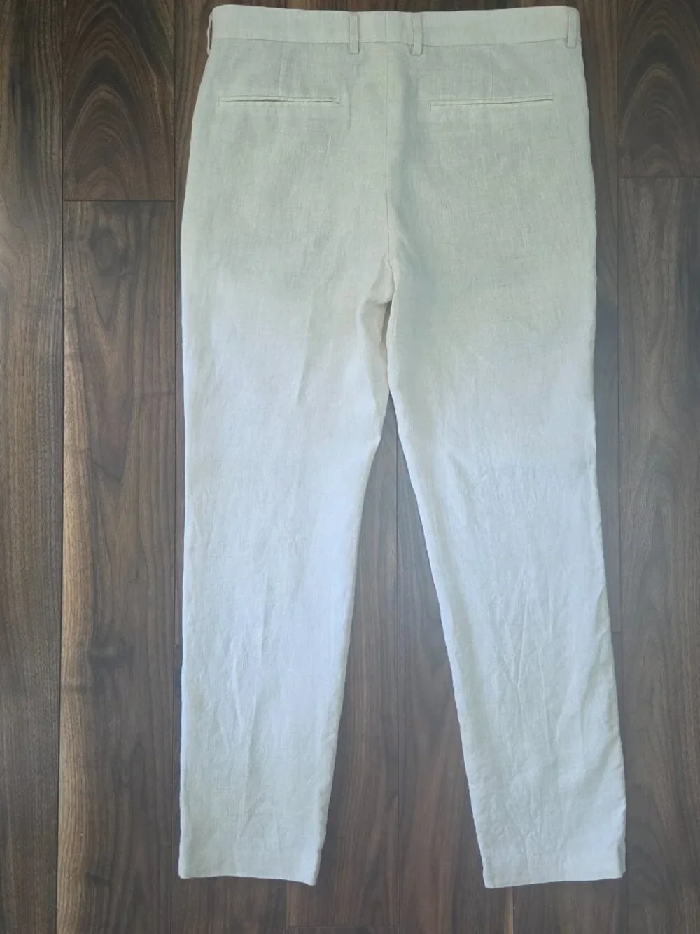 H&M 100% Linen Pants Mens 36R Beige Khaki Slim Fit Travel Lightweight Beach